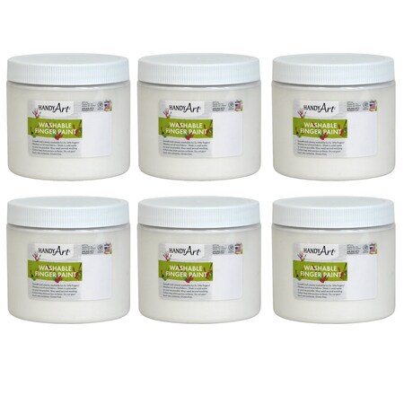 Handy Art Washable Finger Paint, White, 16 oz., 6PK 241-005